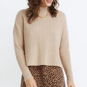Madewell Cashmere Ribbed Mockneck Pullover Sweater